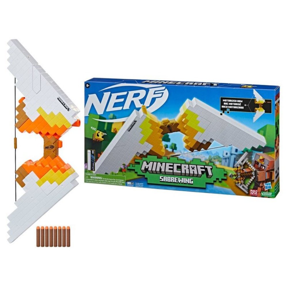 NEW NERF Nerf Minecraft Sabrewing Motorized Blaster Bow Dart Gun Unleash 8 darts